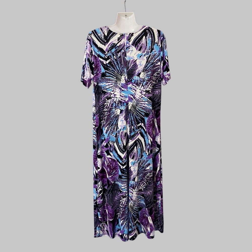 Vintage Jostar Long Poly Spandex Slinky Knit Travel Dress Purple Made in USA - Picture 5 of 11